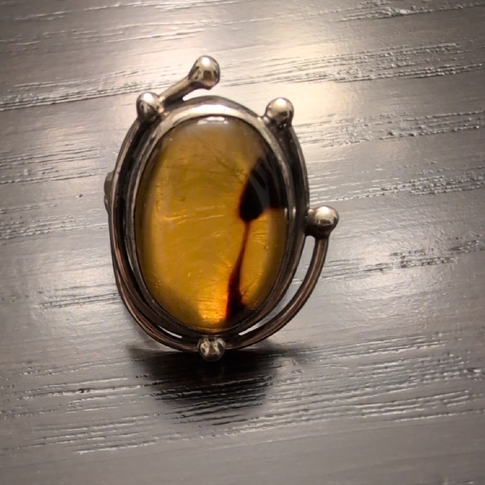 Sterling Silver Amber Ring - Picture 3 of 11